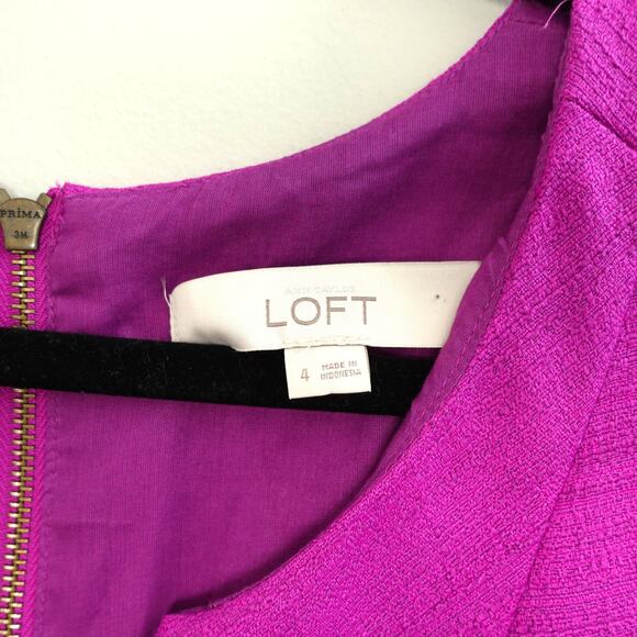 Loft Purple Sweetheart Neckline Shift Mini Dress With Pockets Women's Size 4 - Picture 2 of 10